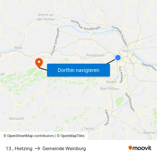 13., Hietzing to Gemeinde Weinburg map