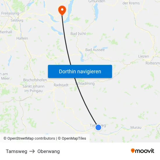Tamsweg to Oberwang map