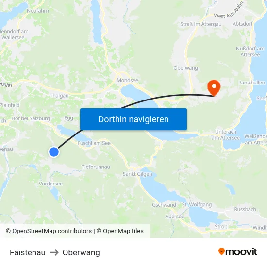 Faistenau to Oberwang map