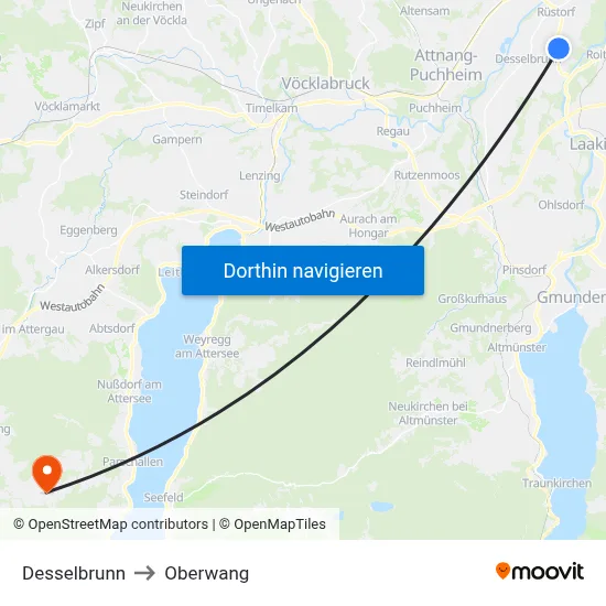 Desselbrunn to Oberwang map