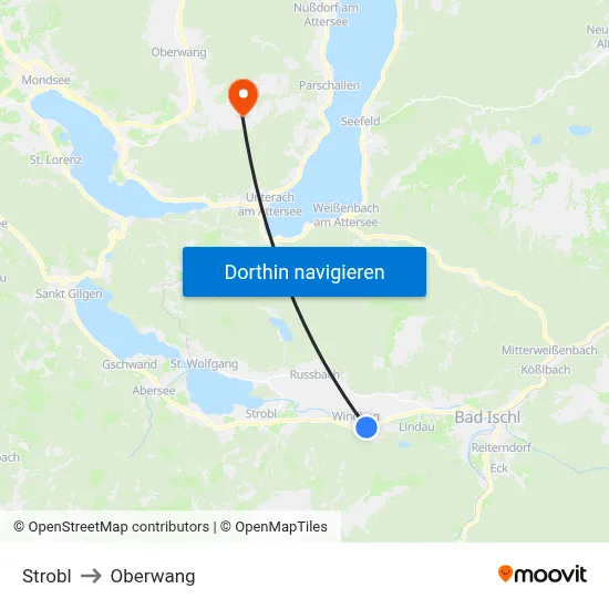 Strobl to Oberwang map