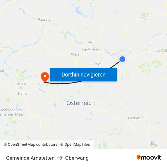 Gemeinde Amstetten to Oberwang map