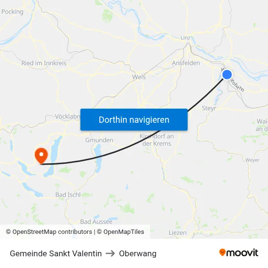 Gemeinde Sankt Valentin to Oberwang map