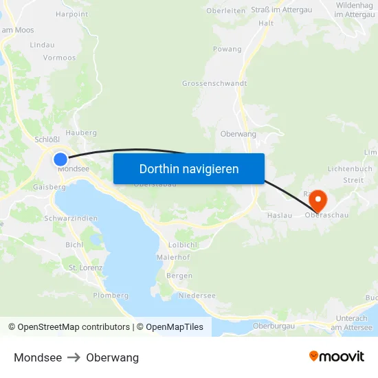 Mondsee to Oberwang map
