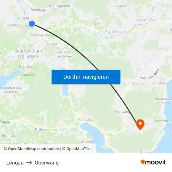 Lengau to Oberwang map