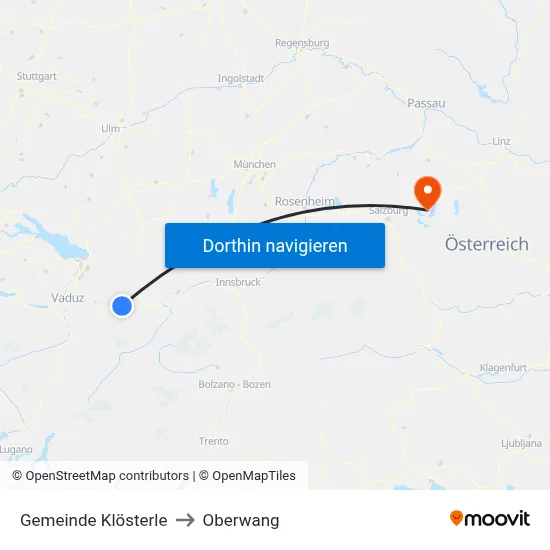 Gemeinde Klösterle to Oberwang map
