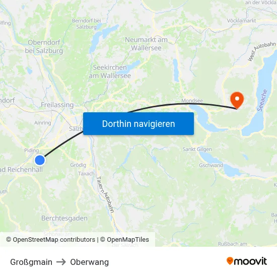 Großgmain to Oberwang map