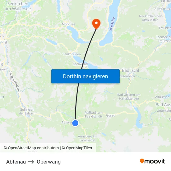 Abtenau to Oberwang map