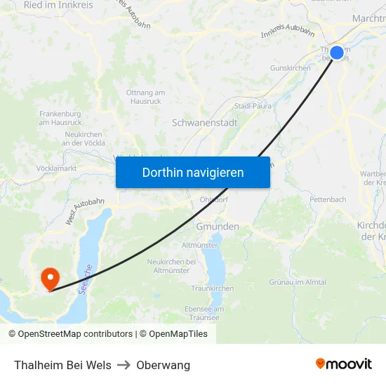 Thalheim Bei Wels to Oberwang map