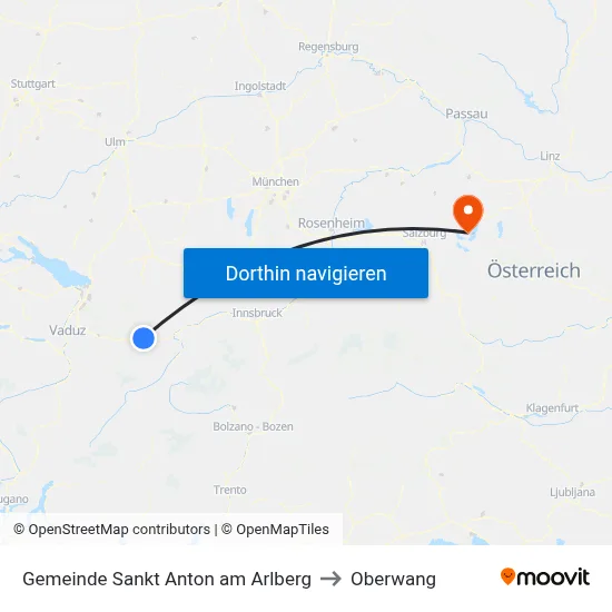 Gemeinde Sankt Anton am Arlberg to Oberwang map