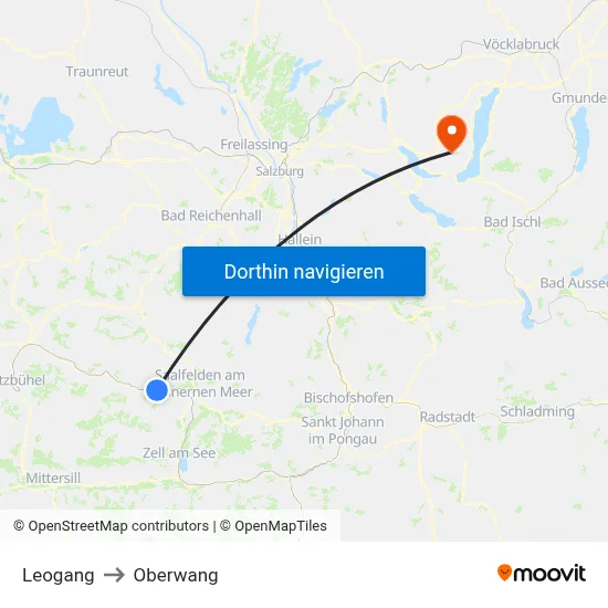 Leogang to Oberwang map