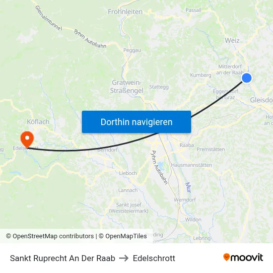 Sankt Ruprecht An Der Raab to Edelschrott map