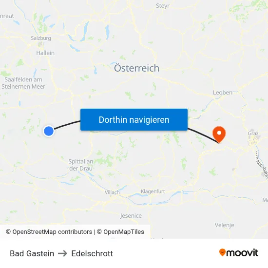 Bad Gastein to Edelschrott map