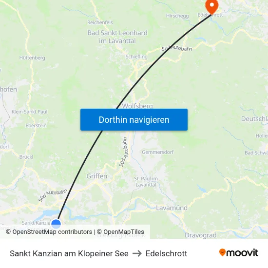 Sankt Kanzian am Klopeiner See to Edelschrott map