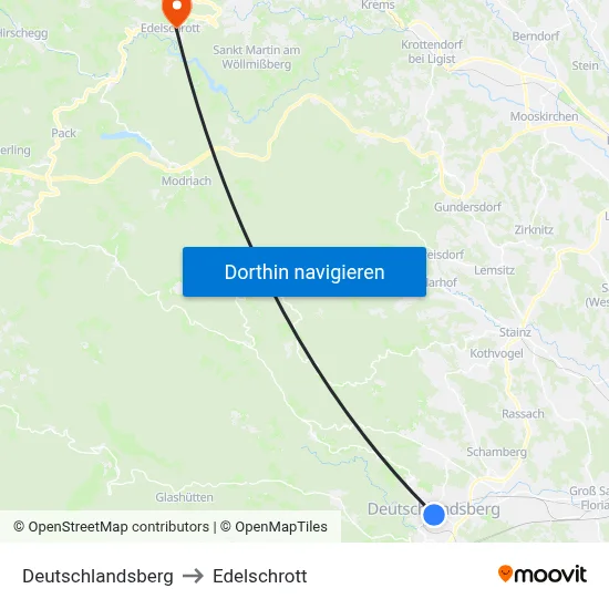 Deutschlandsberg to Edelschrott map