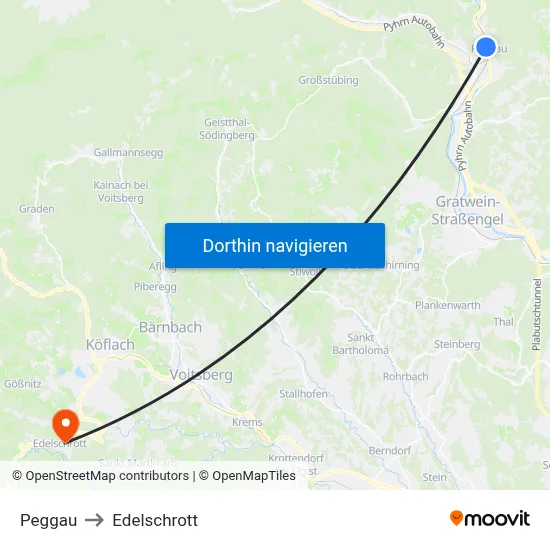 Peggau to Edelschrott map