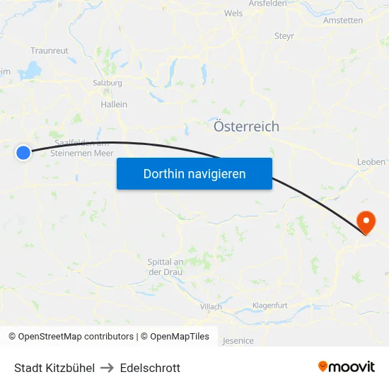 Stadt Kitzbühel to Edelschrott map