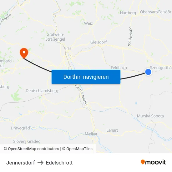Jennersdorf to Edelschrott map