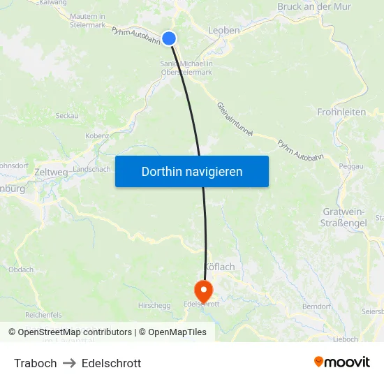 Traboch to Edelschrott map