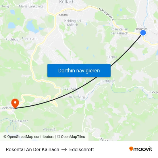 Rosental An Der Kainach to Edelschrott map