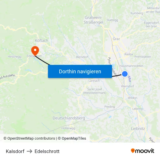 Kalsdorf to Edelschrott map