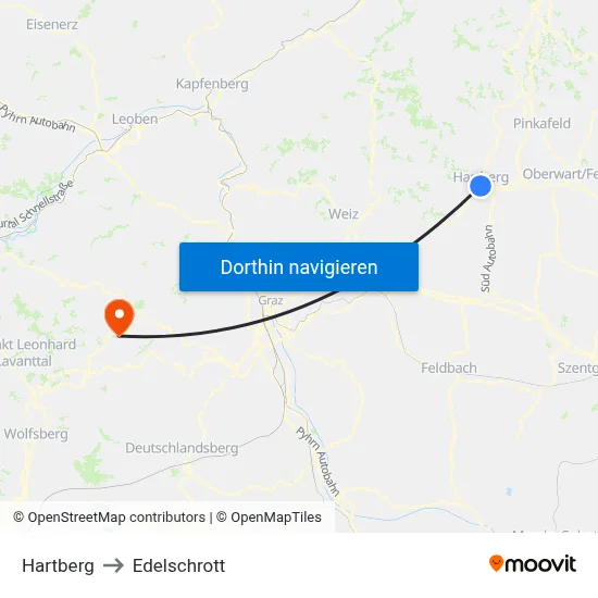 Hartberg to Edelschrott map