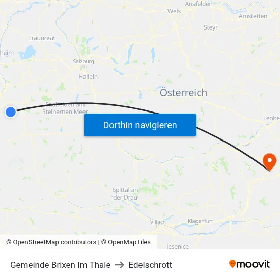 Gemeinde Brixen Im Thale to Edelschrott map