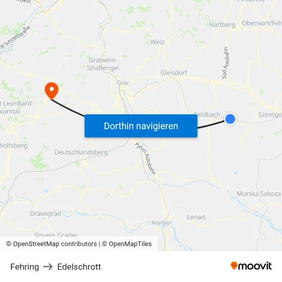 Fehring to Edelschrott map