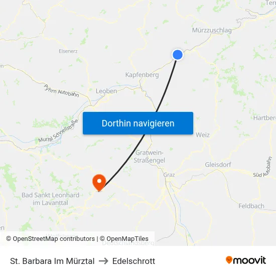 St. Barbara Im Mürztal to Edelschrott map