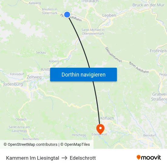 Kammern Im Liesingtal to Edelschrott map