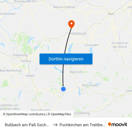 Rußbach am Paß Gschütt to Puchkirchen am Trattberg map