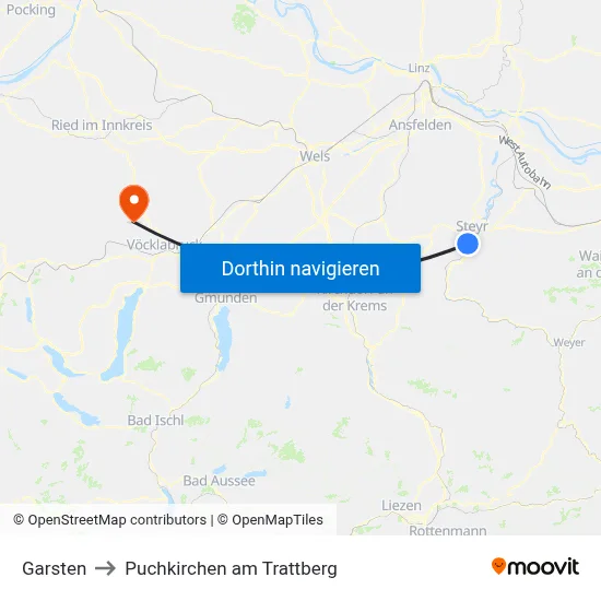 Garsten to Puchkirchen am Trattberg map