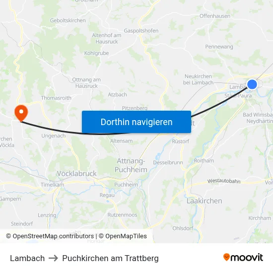 Lambach to Puchkirchen am Trattberg map