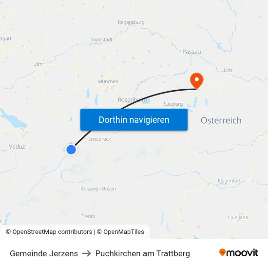 Gemeinde Jerzens to Puchkirchen am Trattberg map