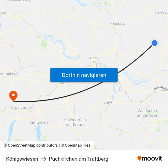 Königswiesen to Puchkirchen am Trattberg map