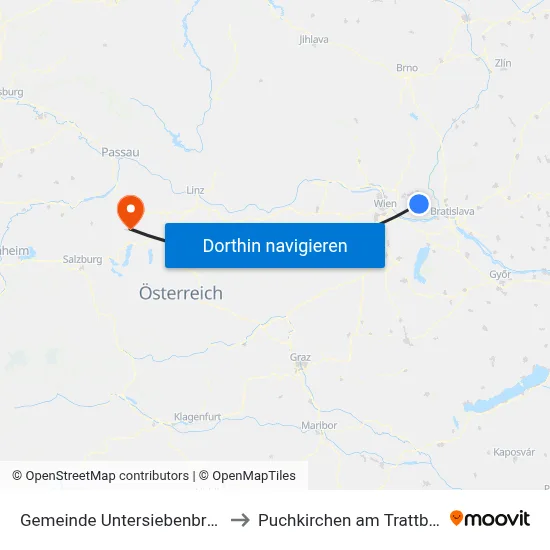 Gemeinde Untersiebenbrunn to Puchkirchen am Trattberg map