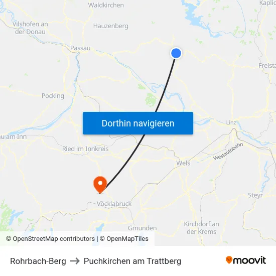 Rohrbach-Berg to Puchkirchen am Trattberg map