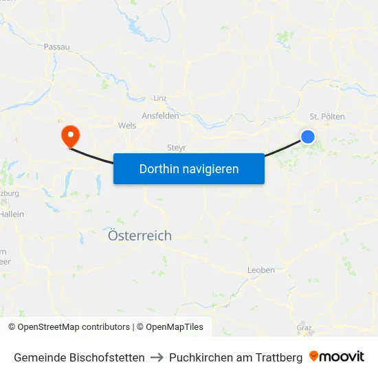 Gemeinde Bischofstetten to Puchkirchen am Trattberg map