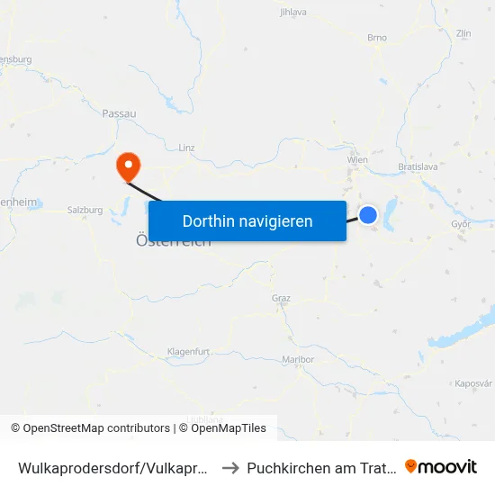 Wulkaprodersdorf/Vulkaprodrštof to Puchkirchen am Trattberg map