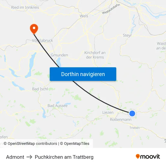 Admont to Puchkirchen am Trattberg map