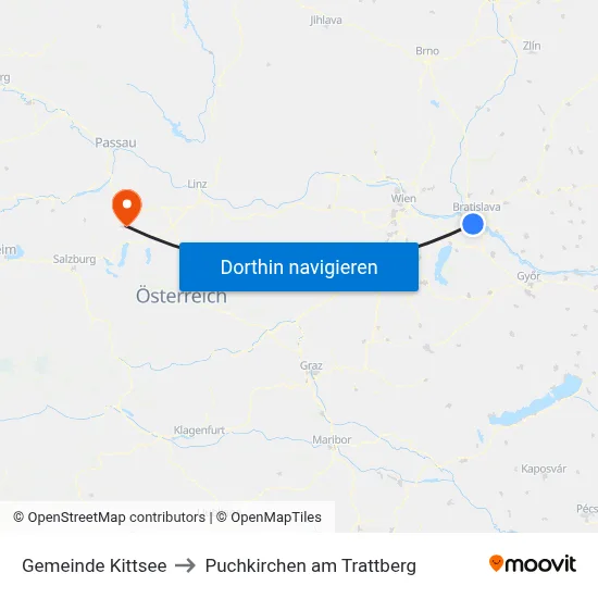 Gemeinde Kittsee to Puchkirchen am Trattberg map