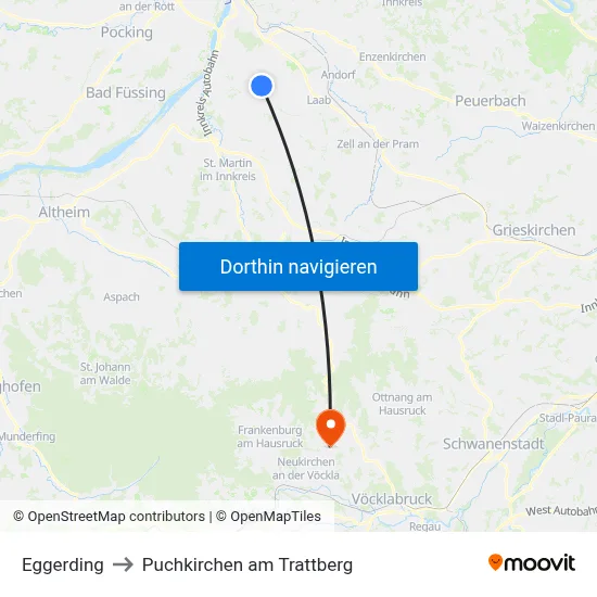 Eggerding to Puchkirchen am Trattberg map