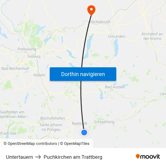Untertauern to Puchkirchen am Trattberg map