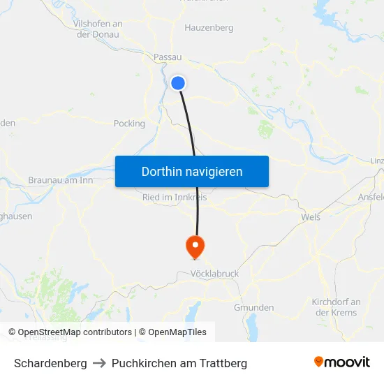Schardenberg to Puchkirchen am Trattberg map