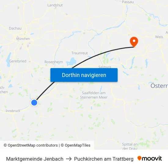Marktgemeinde Jenbach to Puchkirchen am Trattberg map