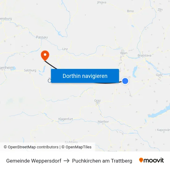 Gemeinde Weppersdorf to Puchkirchen am Trattberg map