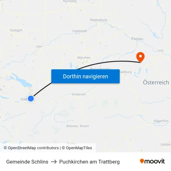 Gemeinde Schlins to Puchkirchen am Trattberg map