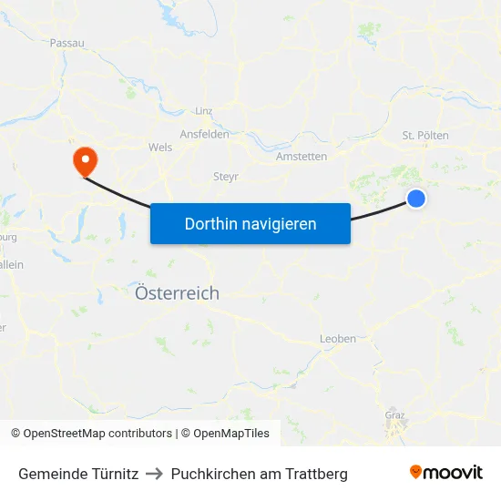 Gemeinde Türnitz to Puchkirchen am Trattberg map