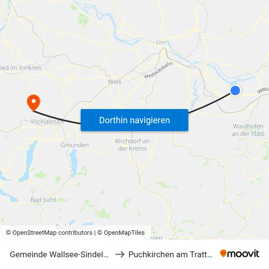 Gemeinde Wallsee-Sindelburg to Puchkirchen am Trattberg map