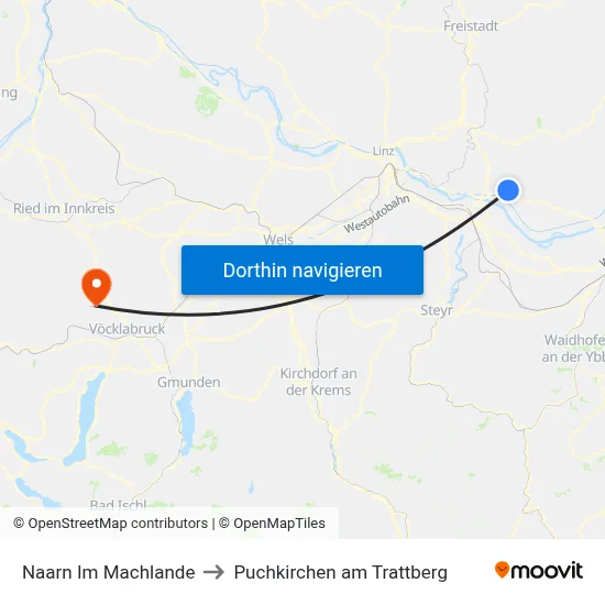 Naarn Im Machlande to Puchkirchen am Trattberg map